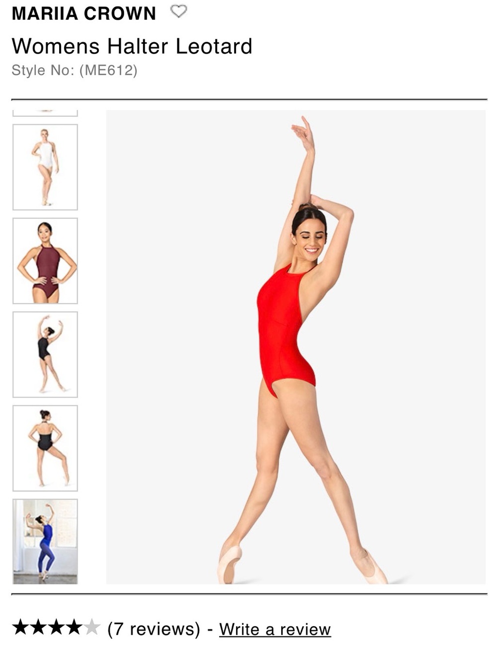 Mariia Crown Women’s Red High Neck Halter Leotard XL